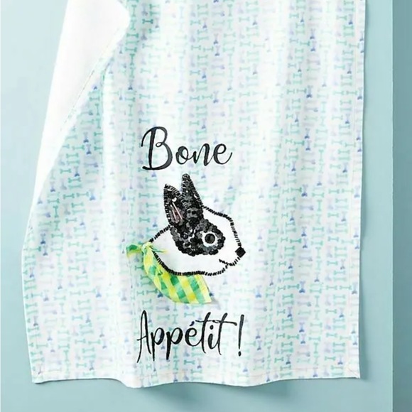 Anthropologie Other - NEW Anthropologie Bone Appetit Dog Kitchen Dish Towel Sequin